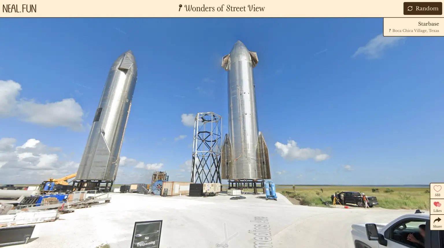 Skjermbilde fra Wonders of Street View.