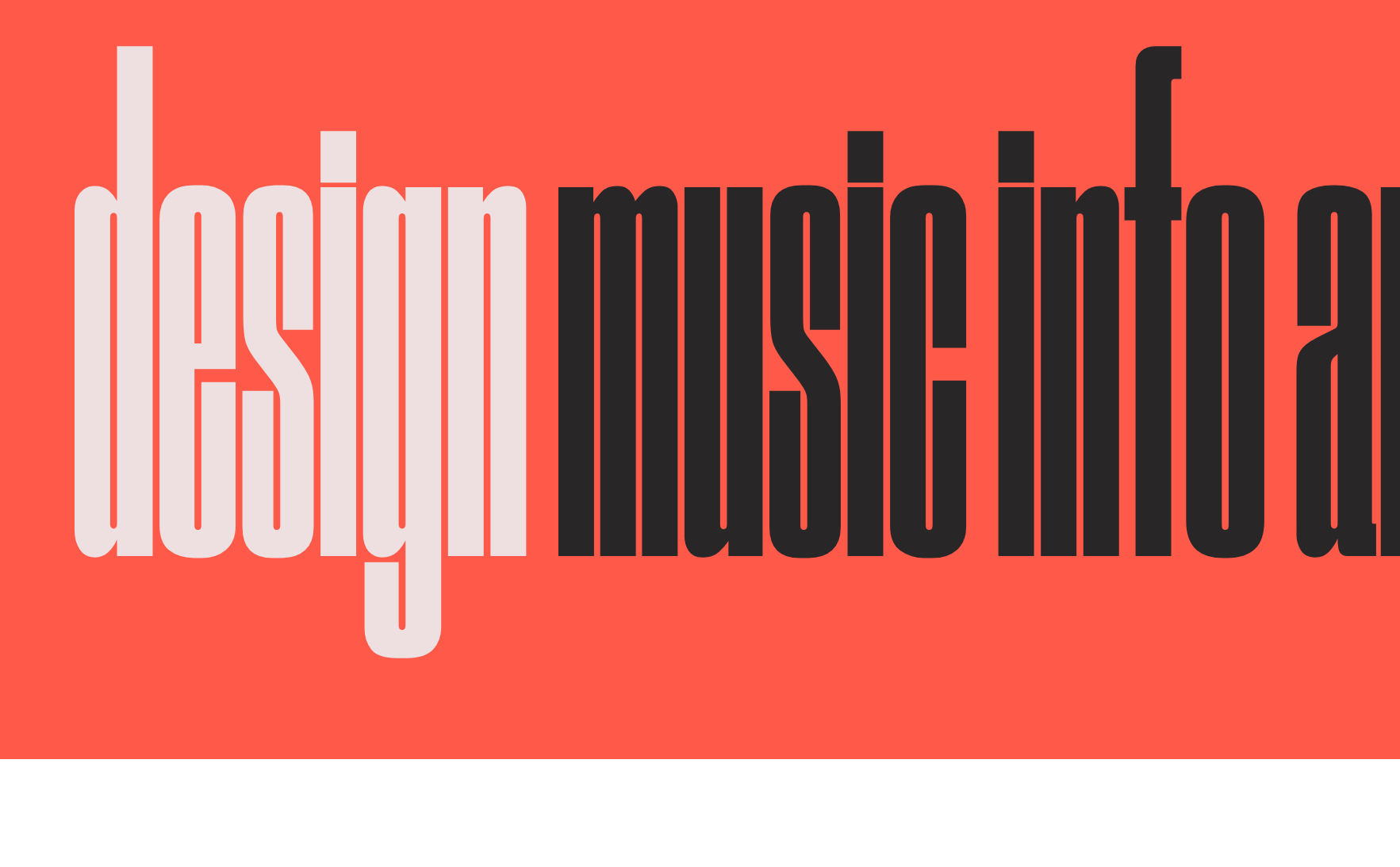 Et skjermbilde med utsnitt av Trent Waltons hjemmeside, fokusert på navigasjonen. Hvite og svarte lenker er plassert på en knall oransje bakgrunn, og skrifttypen er veldig høy og smal, som gjør at bokstavene minner om lange skygger i lav vintersol.